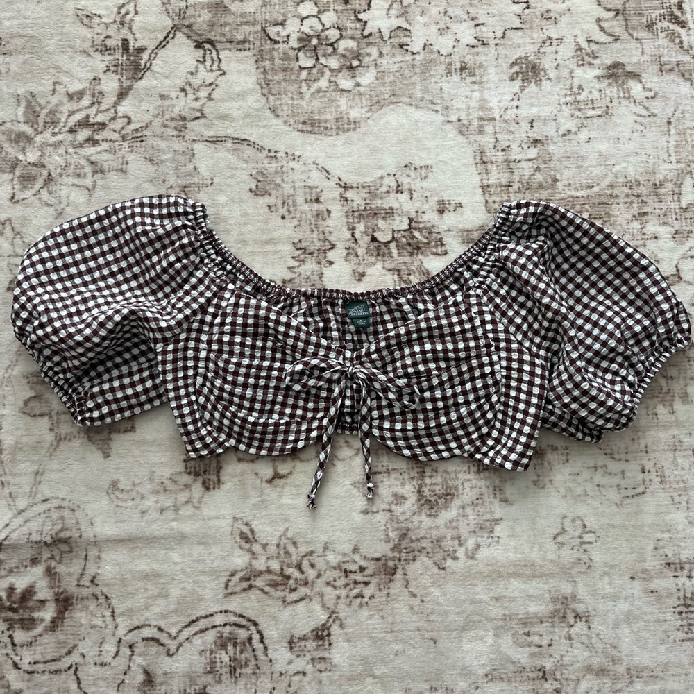Target Checkered Brown and White Crop Top